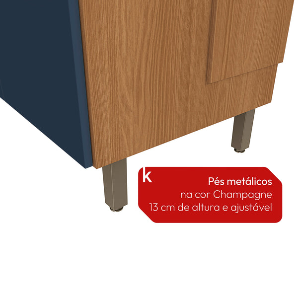 Cocina Integral Kappesberg Luna 192.5cm Canela/Azul