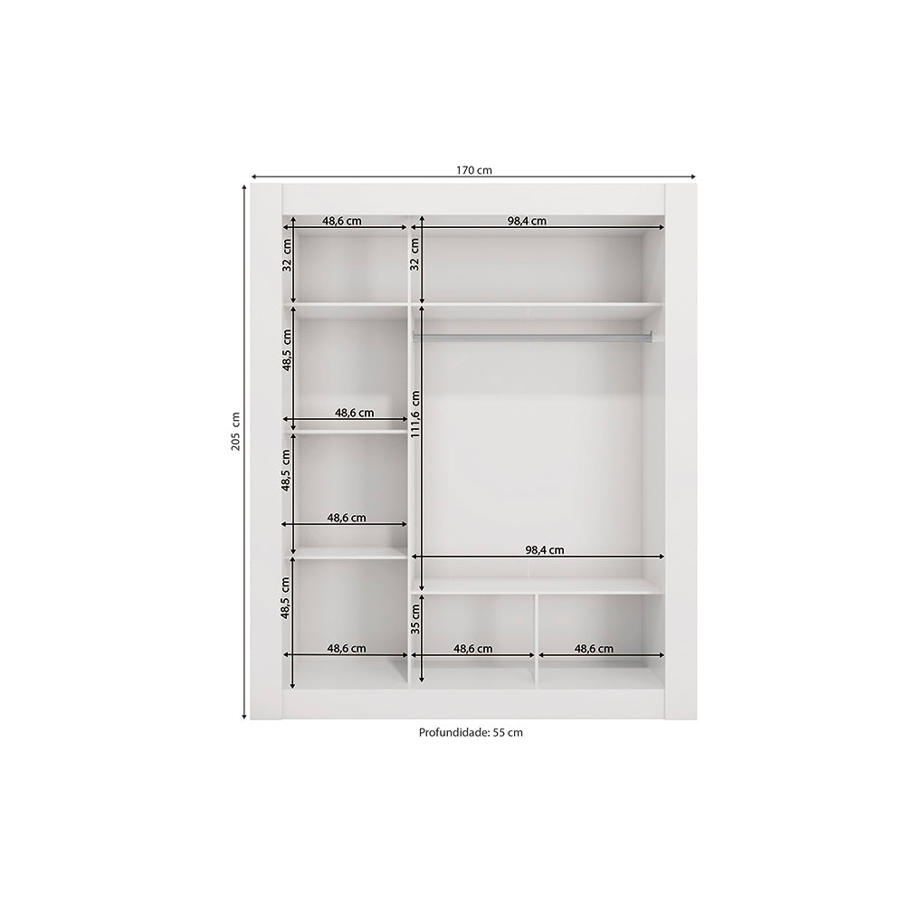 Ropero Closet Matrimonial Kappesberg 3 Puertas Blanco