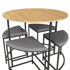 Juego Comedor Redondo Industrial Kappesberg 4 Bancos Freijó