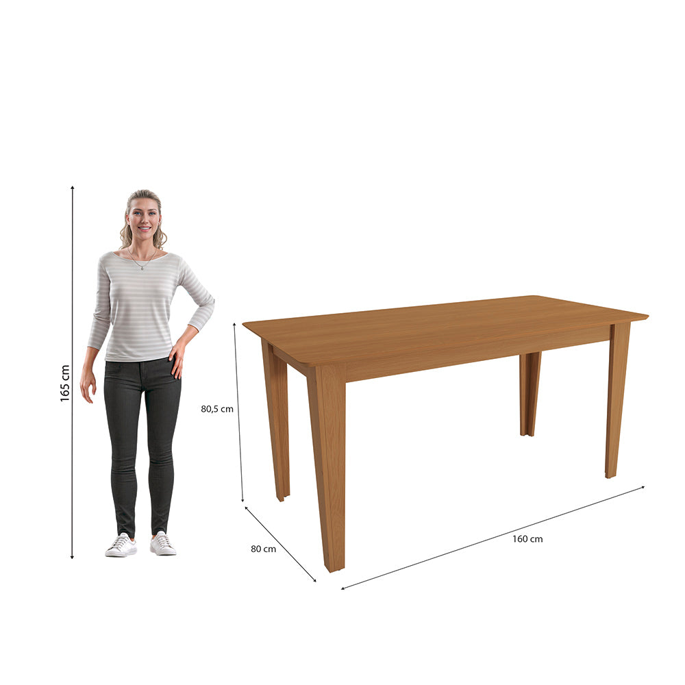 Juego Comedor Kappesberg 1.6m con 6 Sillas Cora Canela/Beige