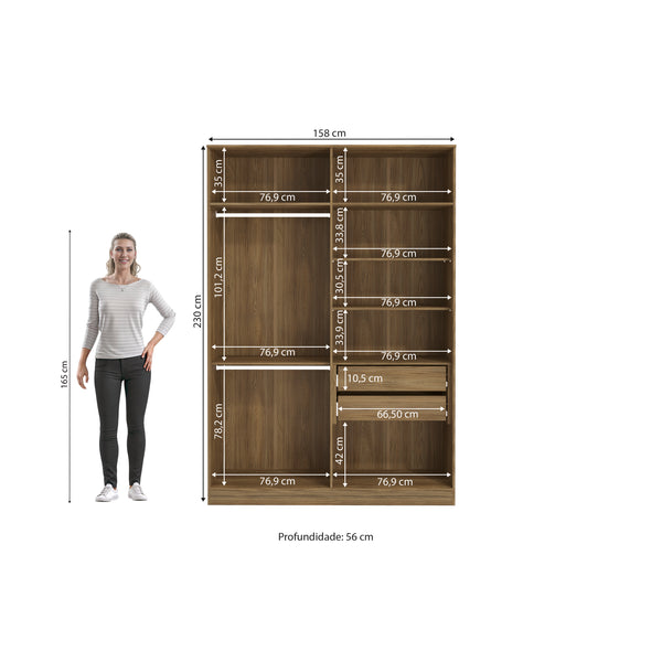 Ropero Closet Matrimonial Kappesberg 4 Puertas Marrón/Blanco