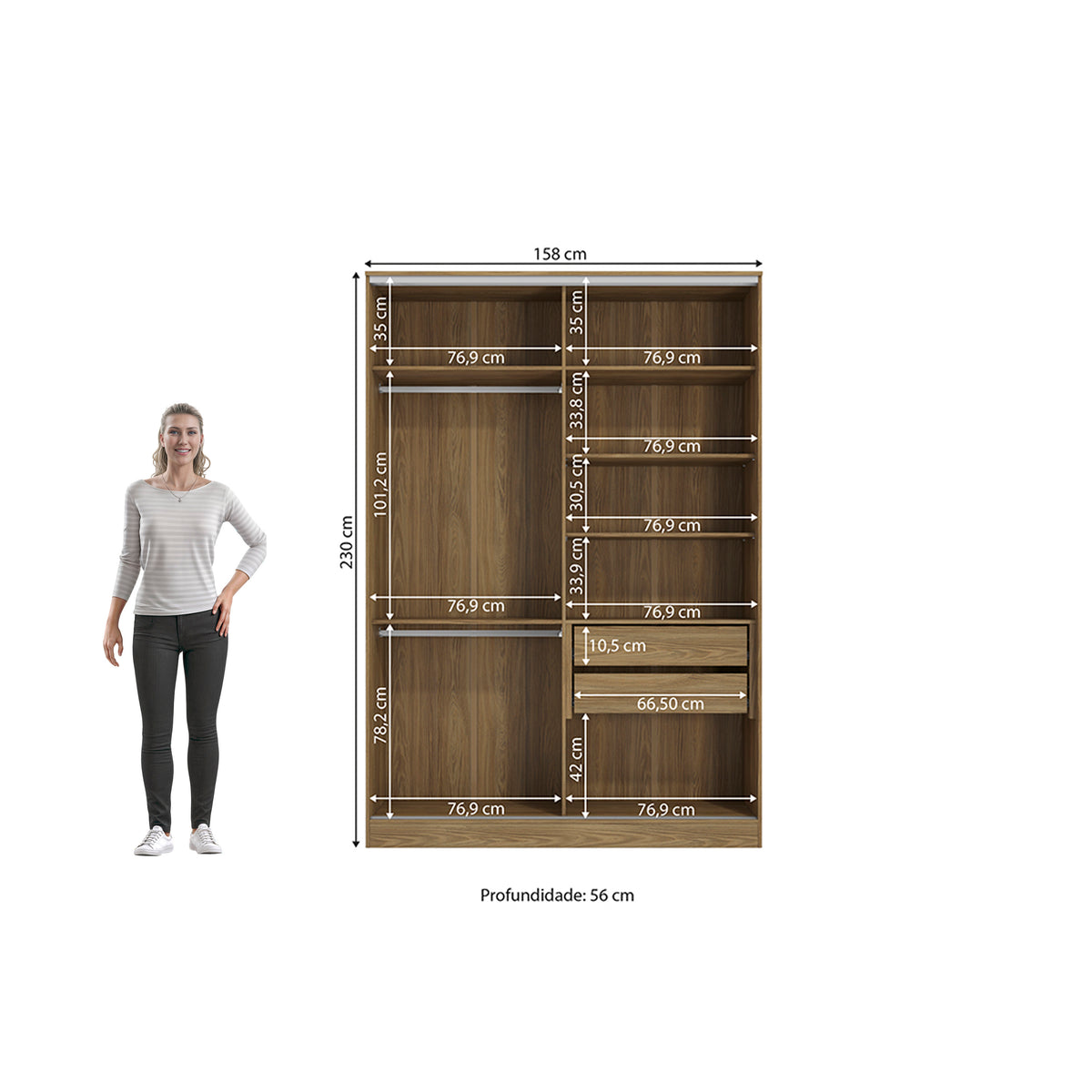 Ropero Closet Matrimonial Kappesberg 2 Puertas Marrón/Blanco