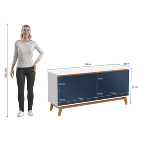 Aparador Bufetero Kappesberg 156cm 4 Puertas Blanco/Azul