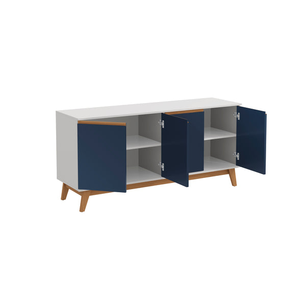 Aparador Bufetero Kappesberg 156cm 4 Puertas Blanco/Azul
