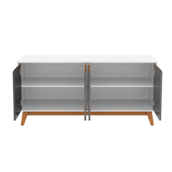 Aparador Bufetero Kappesberg 156cm 4 Puertas Blanco/Gris