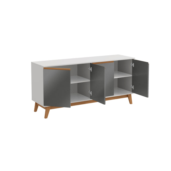 Aparador Bufetero Kappesberg 156cm 4 Puertas Blanco/Gris