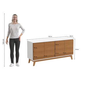 Aparador Bufetero Kappesberg 156cm 4 Puertas Blanco/Canela