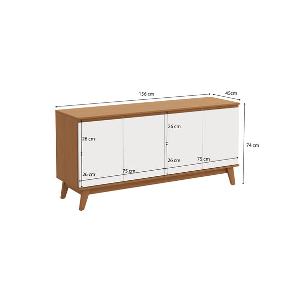 Aparador Bufetero Kappesberg 156cm 4 Puertas Canela/Blanco