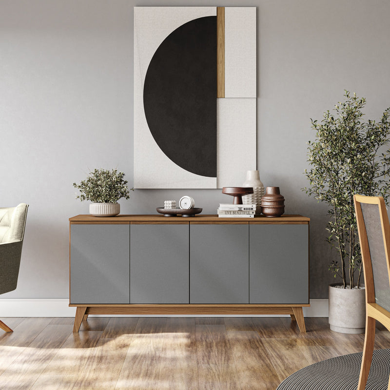 Aparador Bufetero Kappesberg 156cm 4 Puertas Canela/Gris