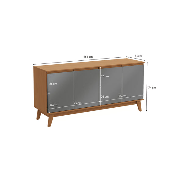 Aparador Bufetero Kappesberg 156cm 4 Puertas Canela/Gris