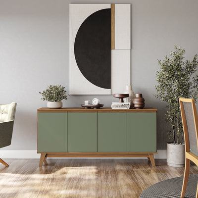Aparador Bufetero Kappesberg 156cm 4 Puertas Canela/Verde