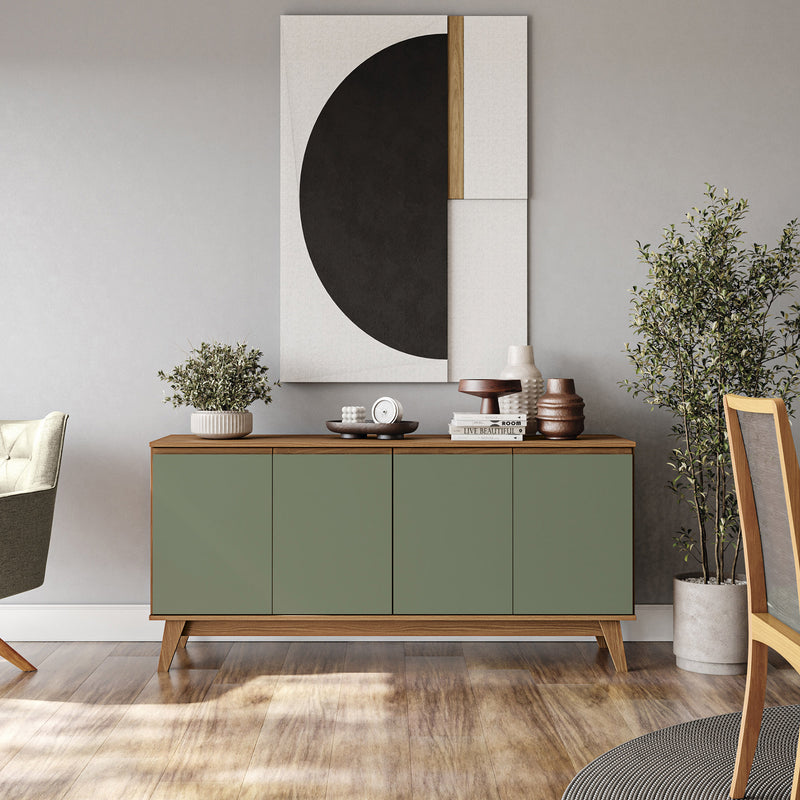 Aparador Bufetero Kappesberg 156cm 4 Puertas Canela/Verde