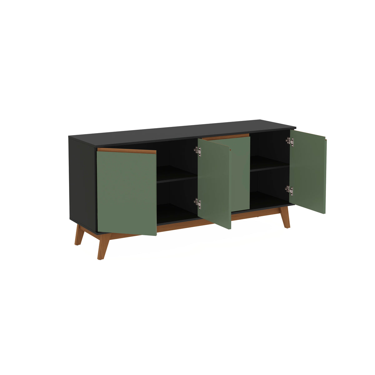 Aparador Vajillero Kappesberg 156cm 4 Puertas Negro/Verde