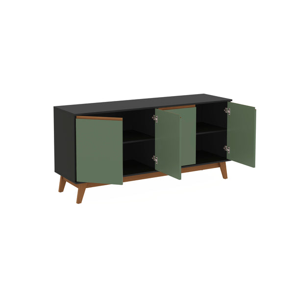 Aparador Vajillero Kappesberg 156cm 4 Puertas Negro/Verde