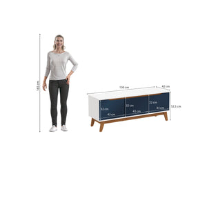 Mueble TV 55" Kappesberg 136cm con 3 Puertas Blanco/Azul