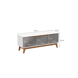 Mueble TV 55" Kappesberg 136cm con 3 Puertas Blanco/Gris