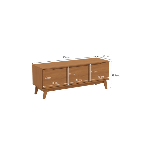 Mueble TV 55" Kappesberg 136cm con 3 Puertas Canela