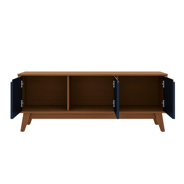 Mueble TV 55" Kappesberg 136cm con 3 Puertas Canela/Azul