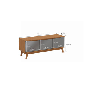 Mueble TV 55" Kappesberg 136cm con 3 Puertas Canela/Gris