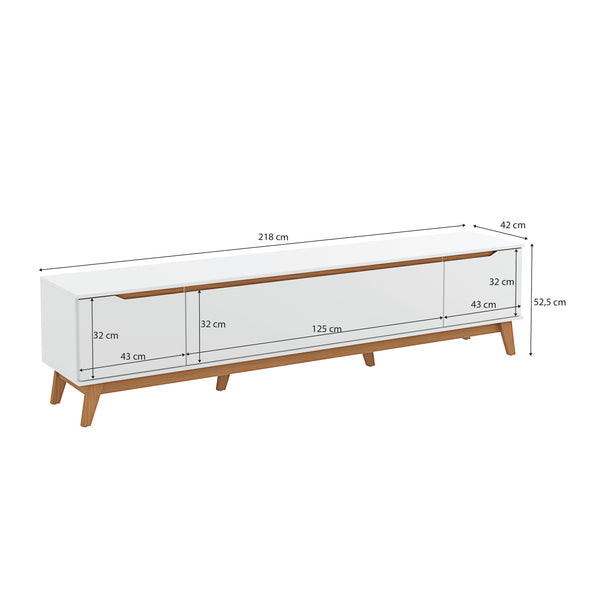 Mueble TV 85" Kappesberg 218cm con 3 Puertas Blanco