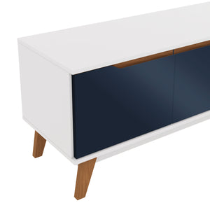 Mueble TV 85" Kappesberg 218cm con 3 Puertas Blanco/Azul