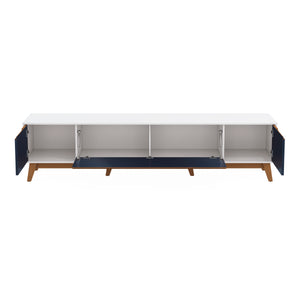 Mueble TV 85" Kappesberg 218cm con 3 Puertas Blanco/Azul