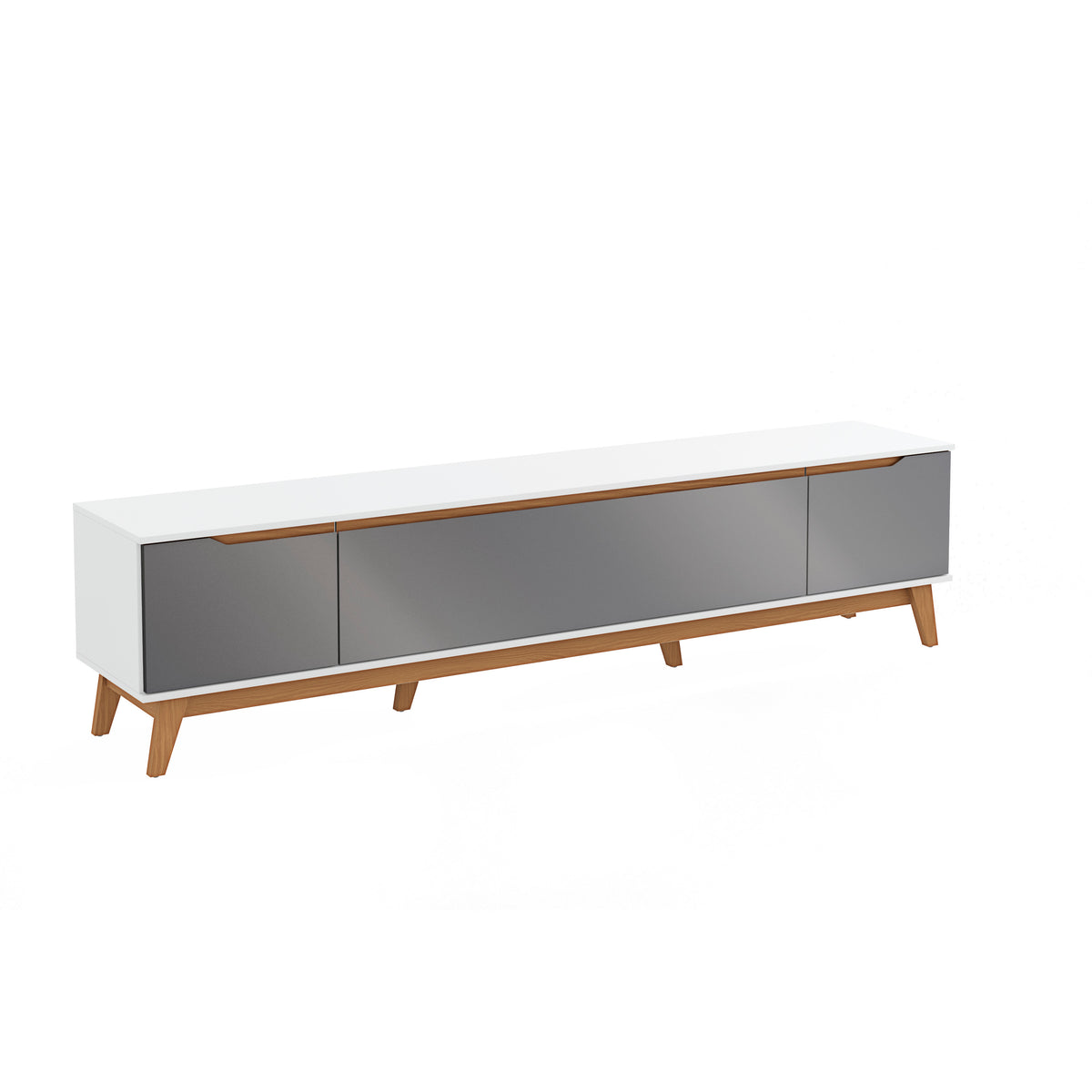 Mueble TV 85" Kappesberg 218cm con 3 Puertas Blanco/Gris