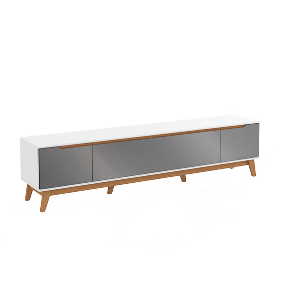 Mueble TV 85" Kappesberg 218cm con 3 Puertas Blanco/Gris