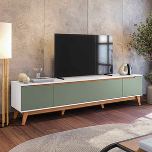 Mueble TV 85" Kappesberg 218cm con 3 Puertas Blanco/Verde