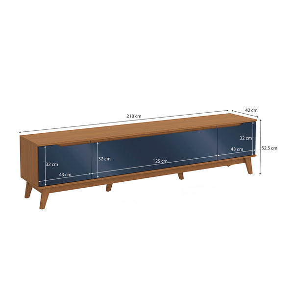 Mueble TV 85" Kappesberg 218cm con 3 Puertas Canela/Azul