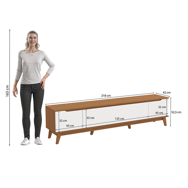 Mueble TV 85" Kappesberg 218cm con 3 Puertas Canela/Blanco