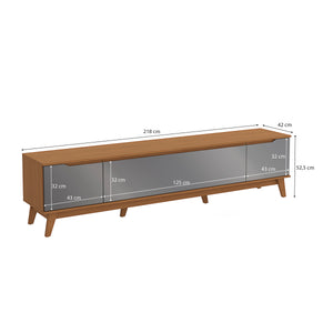 Mueble TV 85" Kappesberg 218cm con 3 Puertas Canela/Gris