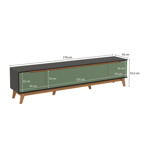 Mueble TV 85" Kappesberg 218cm con 3 Puertas Negro/Verde