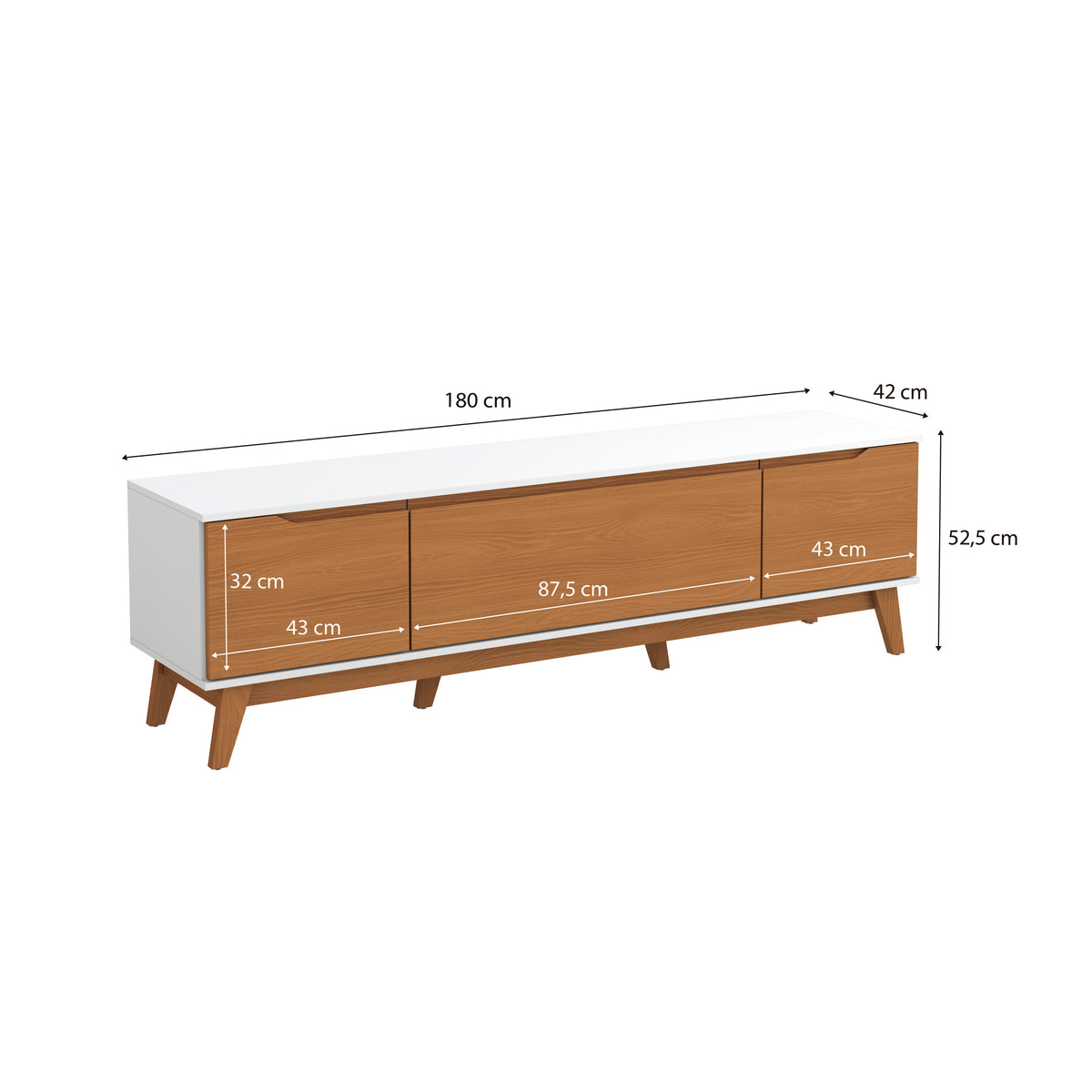 Mueble TV 75" Kappesberg 180cm con 3 Puertas Blanco/Canela