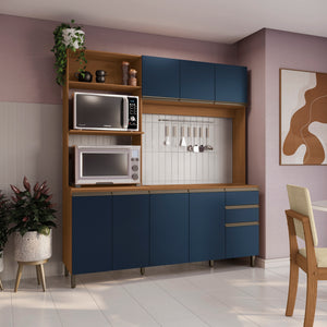 Cocina Integral Kappesberg 192.5cm Canela/Azul Sin Tarja