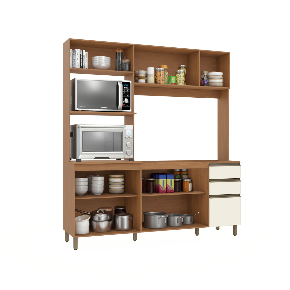 Cocina Integral Kappesberg 192.5cm Canela/Blanco Sin Tarja
