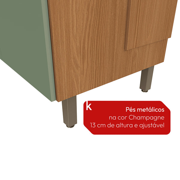 Cocina Integral Kappesberg 192.5cm Canela/Verde Sin Tarja