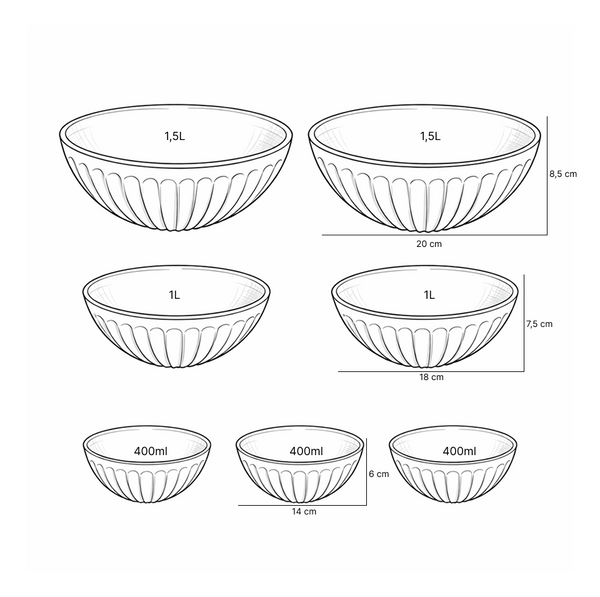 Set 7 ensaladeras para botanas UZ Utilidades rojo