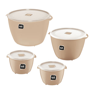 Set 4 contenedores multiuso con tapa UZ Utilidades café
