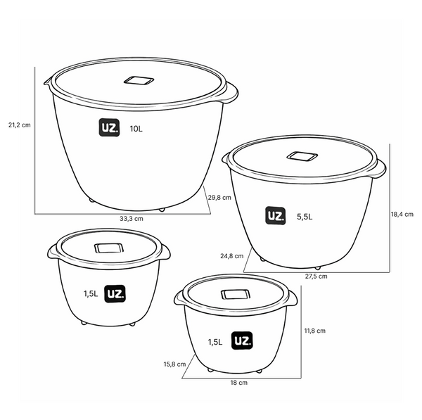 Set 4 contenedores multiuso con tapa UZ Utilidades café