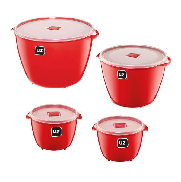 Set 4 contenedores multiuso con tapa UZ Utilidades rojo