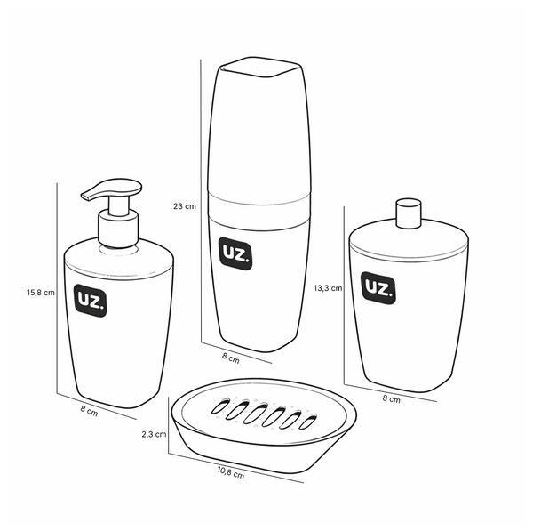 Set baño 4 piezas organizador UZ Utilidades café