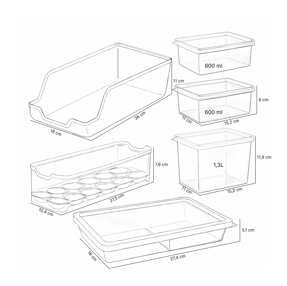 Set organizador refrigerador 6 piezas UZ Utilidades café