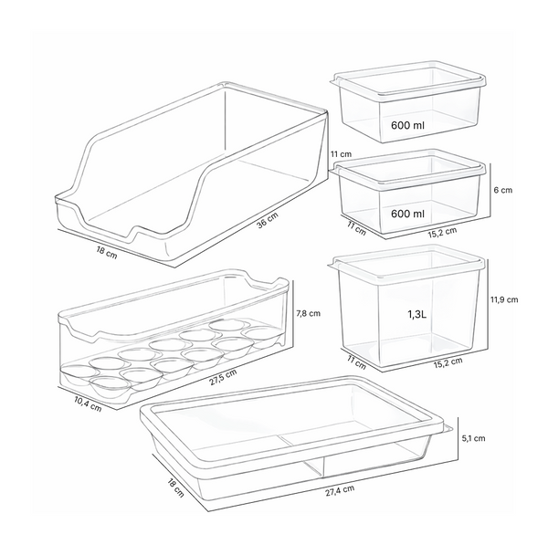 Set organizador refrigerador 6 piezas UZ Utilidades café