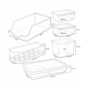 Set organizador refrigerador 6 piezas UZ Utilidades rojo