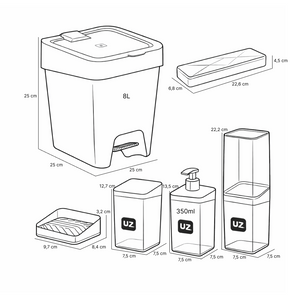 Set baño 6 piezas UZ organizador baño rosa moderno